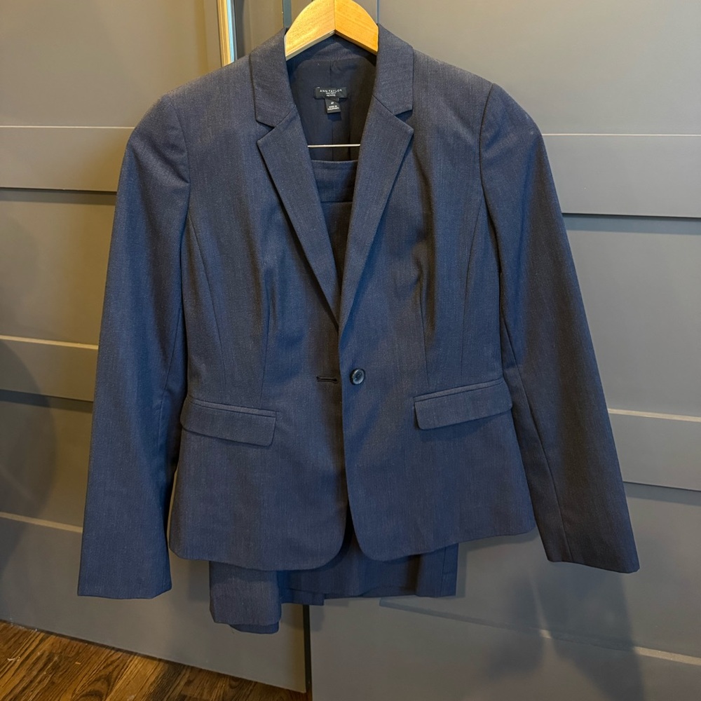 Ann Taylor Dark Blue Suit (Blazer + Skirt)